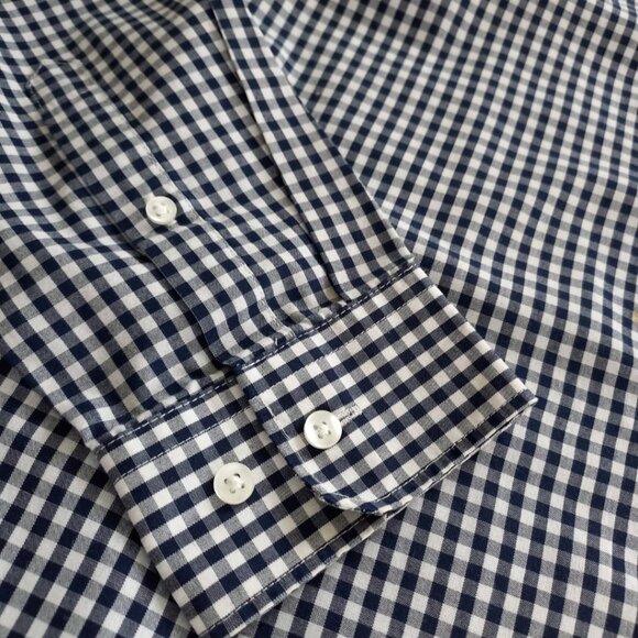 H&M Navy Gingham Men’s Shirt - Long Sleeve Button-Down, Size S - Picture 7 of 12